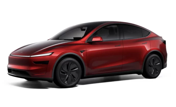 Tesla Model Y facelift ultra red předn&iacute; pohled