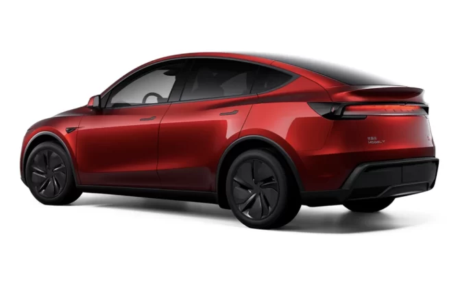 Tesla Model Y facelift ultra red zadn&iacute; pohled
